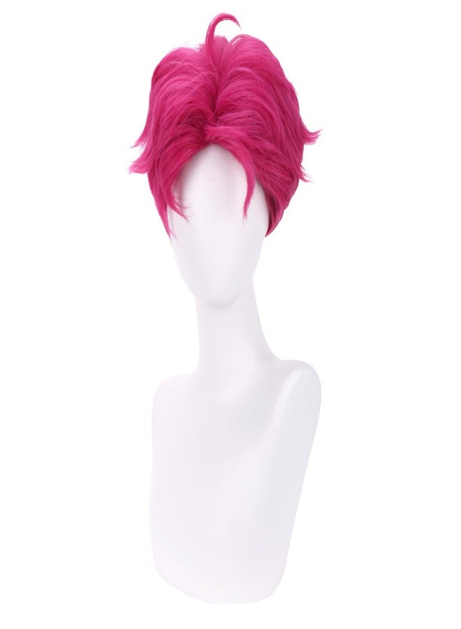 MAGQOO Boy Hot Pink Wig Men Short Straight Fluffy Hot Pink Wig Cartoon Movie Halloween Cosplay Costume Animie Wigs - Image 1